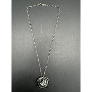 Zena Signed 925 Sterling Silver Concentric Circle Spiral Pendant Necklace